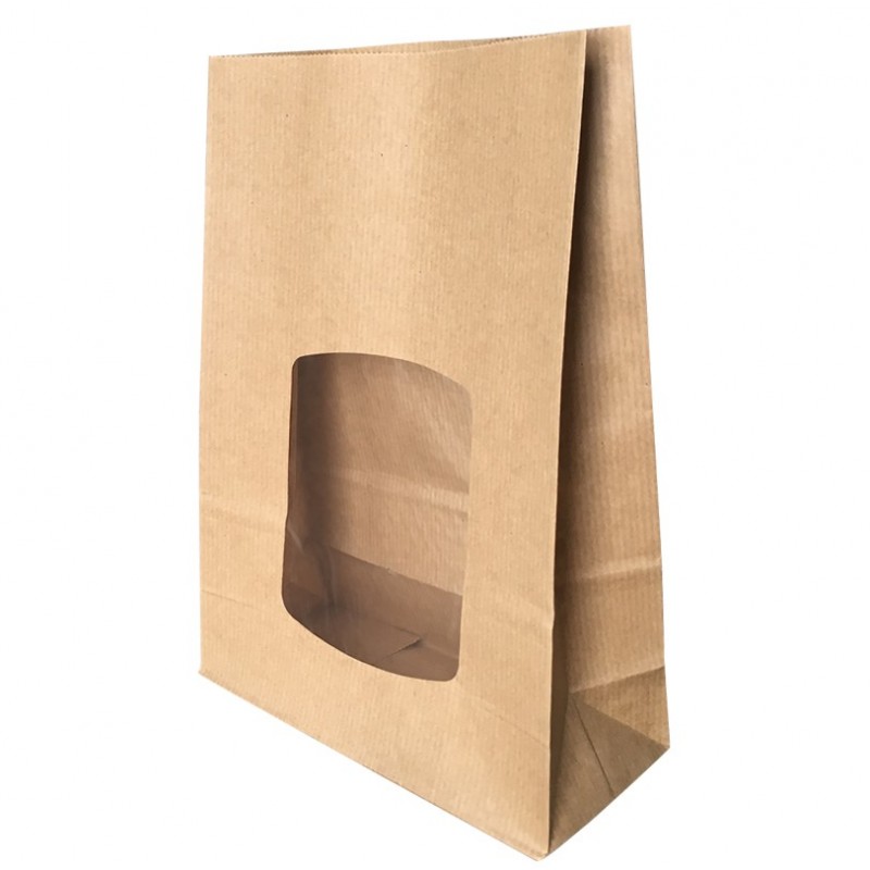 Sac SOS kraft brun avec fenêtre Sac SOS kraft brun avec fenêtre