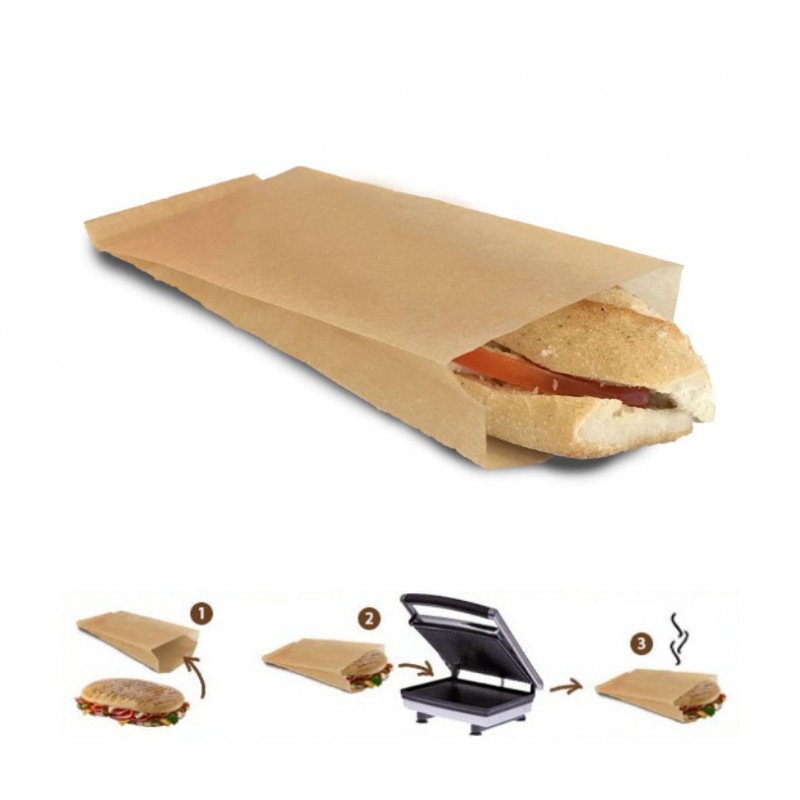 SAC SANDWICH GRILL BAG PAPIER CUISSON KRAFT BRUN