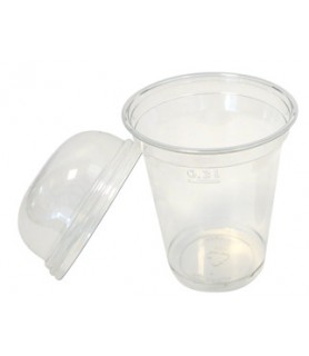 Pot en plastique avec couvercle de 20 cl, emballage jetable en recyclable.