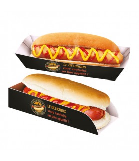 Barquette hot-dog personnalisée - emballage snacking vente a emporter