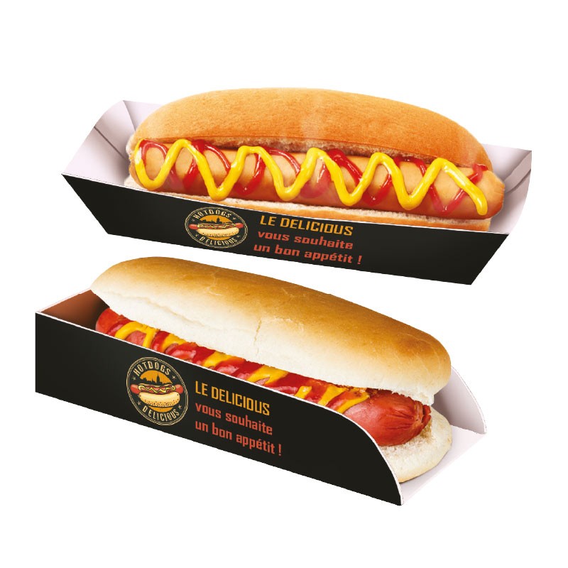 Barquette hot-dog personnalisée - emballage snacking vente a emporter