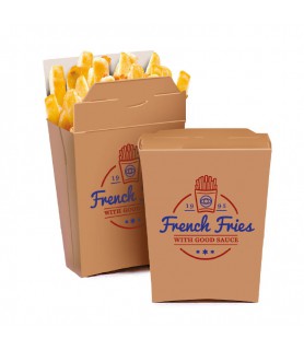 Boite à frites à emporter - support kraft intérieur blanc