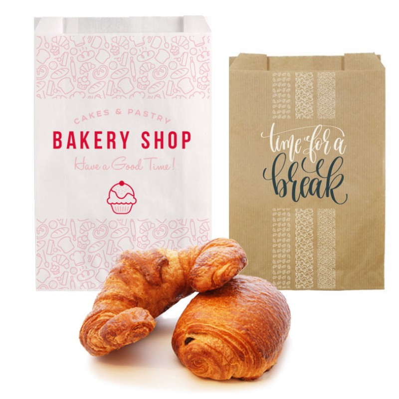 sac croissant personnalisé pas cher - emballage boulangerie personnalisé