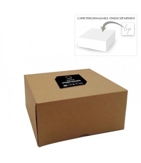 Boîte pâtissière avec encoche permettant d'y glisser une carte personnalisée