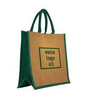 Sac 42+19x35cm jute / vert