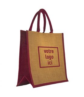 Sac 42+19x35cm jute / bordeaux