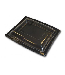 Ravier noir + couvercle transparent