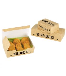 Boîte plats chauds avec trous - support kraft / blanc
