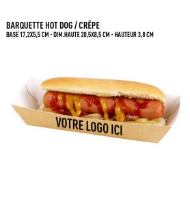 Barquette hot-dog / crêpe ext. kraft int. blanc
