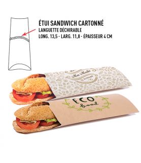 Etui sandwich cartonné personnalisé - sac sandwich carton panini 