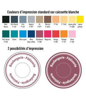 Couleurs d'impression sur caissettes blanches