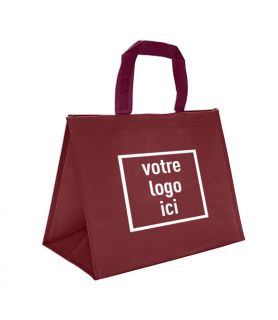 Sac cabas polypro tissé  36+20x27 bordeaux