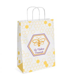 Sac cabas kraft poignées torsadées personnalisé 3 ou 4 couleurs