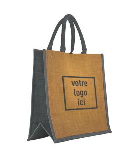 Sac 42+19x35cm jute / gris