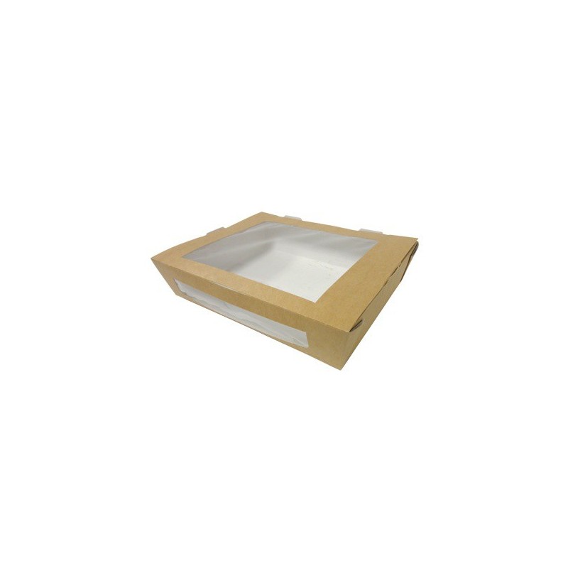 Boîte salade kraft avec fenêtre biodégradable Boîte salade kraft avec fenêtre biodégradable