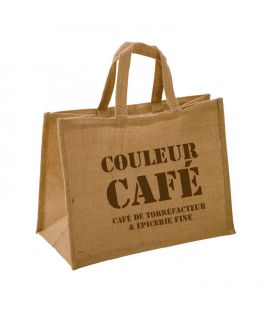 Sac cabas jute naturel 36+20x27 cm personnalisé