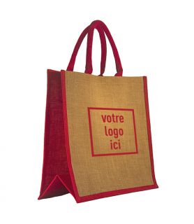 Sac 42+19x35cm jute / rouge