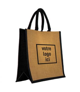 Sac 42+19x35cm jute / noir