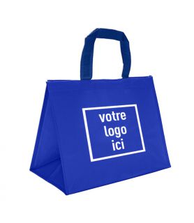 Sac cabas polypro tissé  36+20x27 bleu