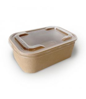 Barquette rectangulaire micro-ondable kraft brun