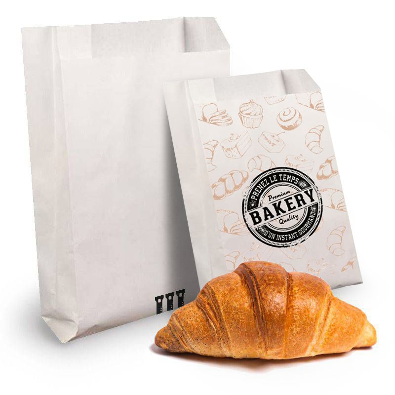 Sac croissant kraft, vente croissants, brioches, pains au chocolat