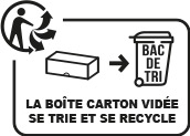 la boîte carton vidée se trie et se recycle