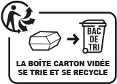 la boîte carton vidée se trie et se recycle