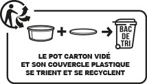 le pot carton vidé  et son couvercle plastique se trient et se recyclent